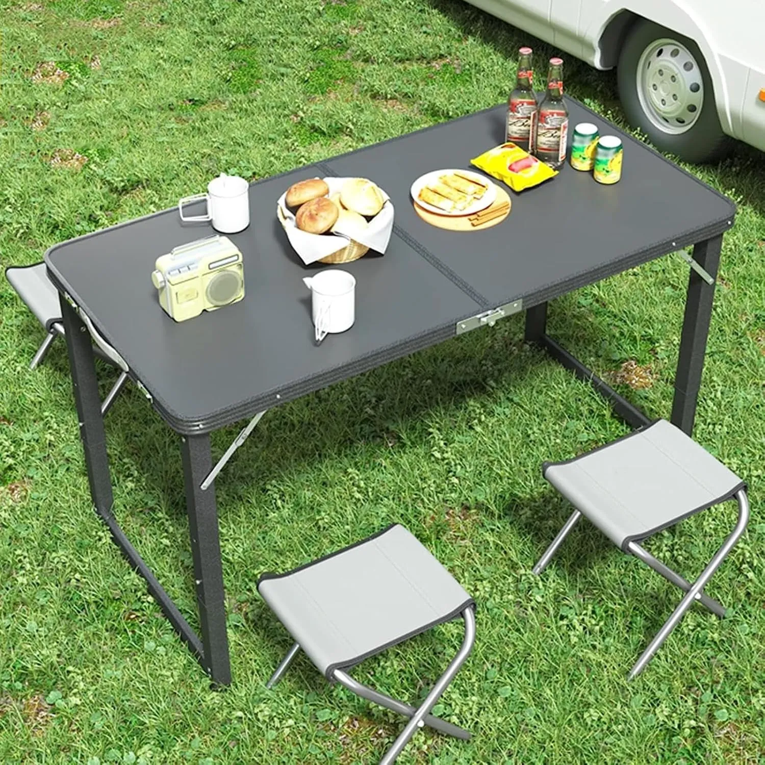 Camping Tables Folding Table,Aluminum Portable Picnic Table,Height Adjustable Lightweight Collapsible Camp Tables for Outdoor Indoor