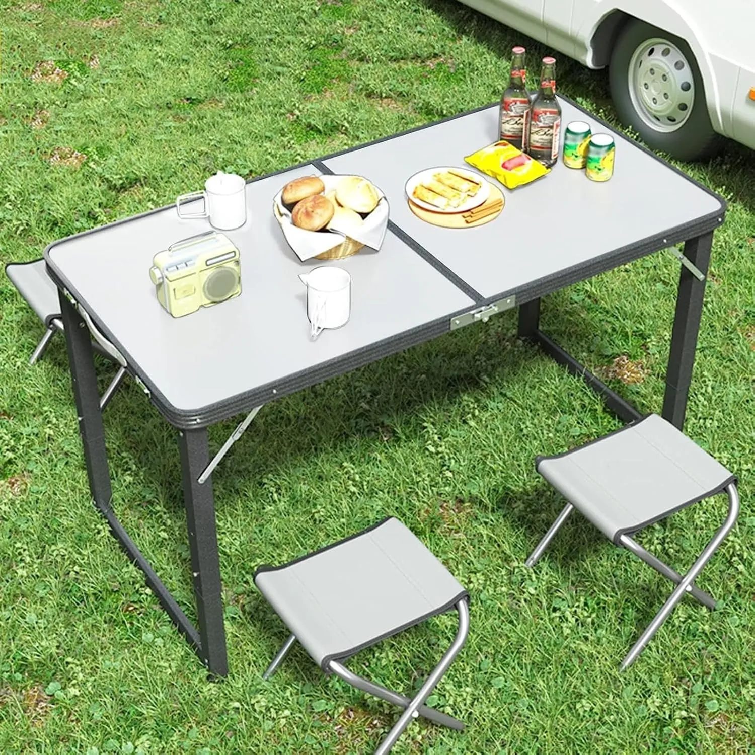 Camping Tables Folding Table,Aluminum Portable Picnic Table,Height Adjustable Lightweight Collapsible Camp Tables for Outdoor Indoor