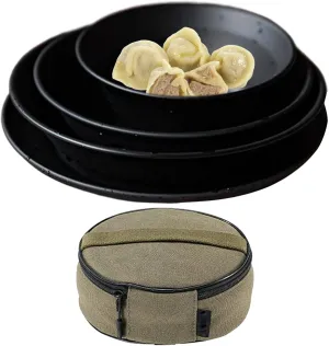 Camping Tableware, Stainless Steel Travel Plates, Picnic Dinnerware Set 18x18x7.5cm/7.09x7.09x2.95 Inches Versatile Dining Option/Lightweight & Portable for Serving Heated Meals