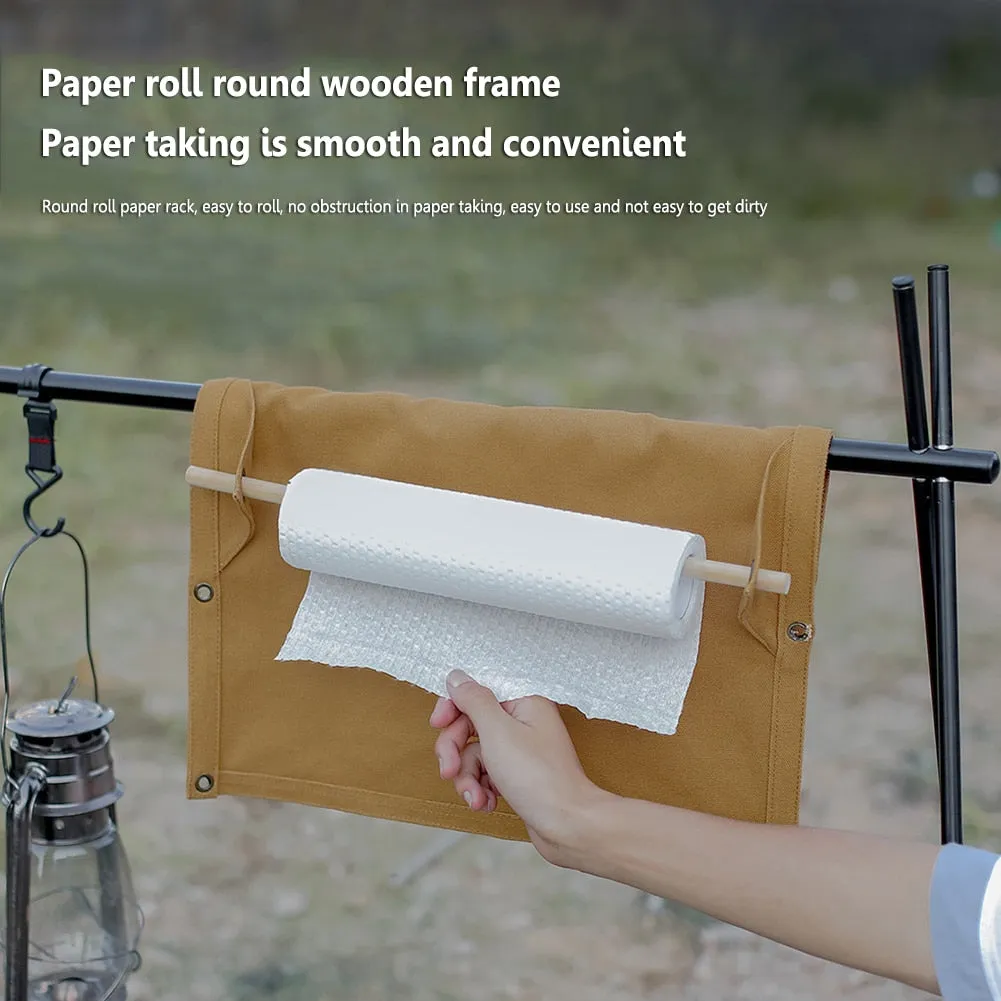 Camping Tableware Storage Bag Multi Pocket Canvas Portable Towel Storage Rack Outdoor Hiking Cutlery Hanging Holder