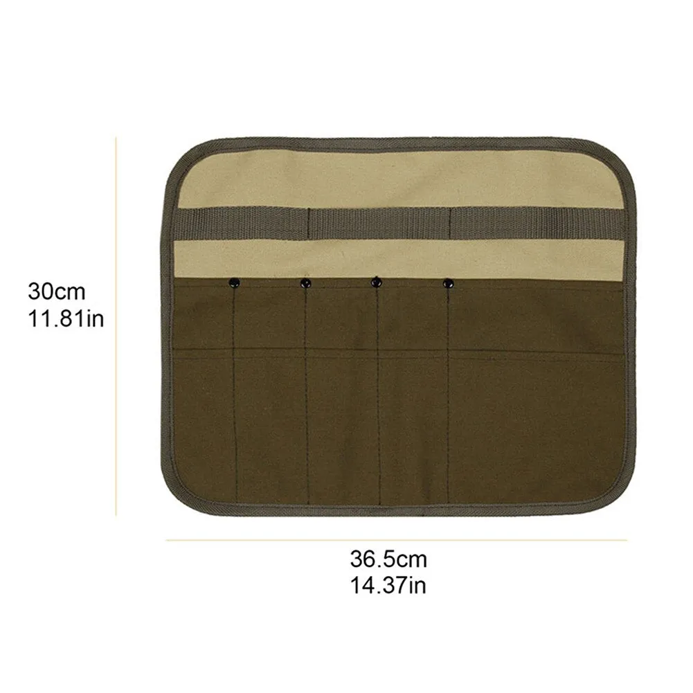 Camping Tableware Storage Bag Multi Pocket Canvas Portable Towel Storage Rack Outdoor Hiking Cutlery Hanging Holder