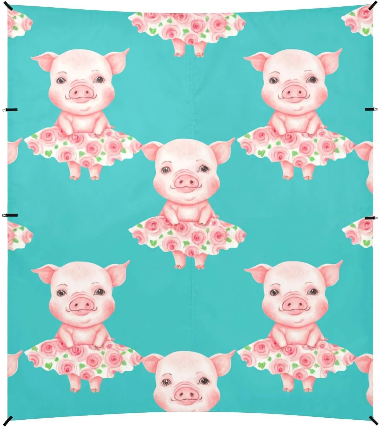 Canopy Tent Beach Sun Shade Outdoor Patio 9.2 × 10.5 FT Funny Portable Camping Shelter Cute Pig Print Watercolor Waterproof with Sandbags Anchor