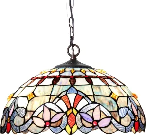 Capulina Tiffany Pendant Lights,2 Light 16 Inches Wide Victorian Antique Style Stained Glass Hanging Lamp for Kitchen Island Counter Dining Room Hallway