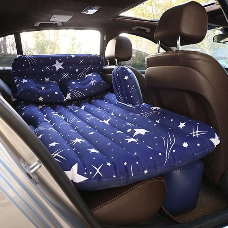 Car Air Mattress for Cadillac DeVille 2000–2005, Inflatable Back Seat Sleeping Pad with Pump & 2 Pillows, Folding Portable Camping Bed for Travel& Road Trips,Blue