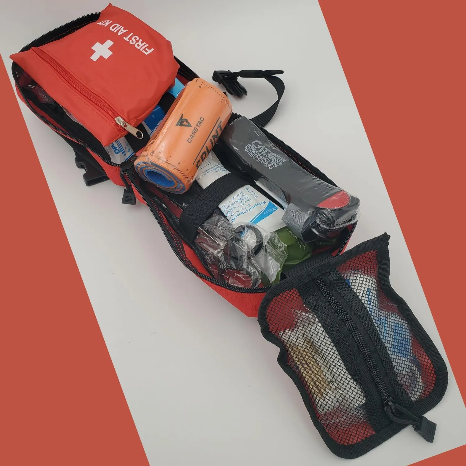 CareTac Advanced First Aid Trauma Kit for Camping & Travel – Emergency Tactical IFAK with C.A.T Tourniquet, Chest Seal, Israeli Bandage, Splint, CPR Mask – Bleed Control, Gunshot Wounds, Burns & Cuts