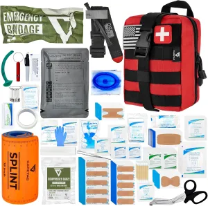 CareTac Advanced First Aid Trauma Kit for Camping & Travel – Emergency Tactical IFAK with C.A.T Tourniquet, Chest Seal, Israeli Bandage, Splint, CPR Mask – Bleed Control, Gunshot Wounds, Burns & Cuts