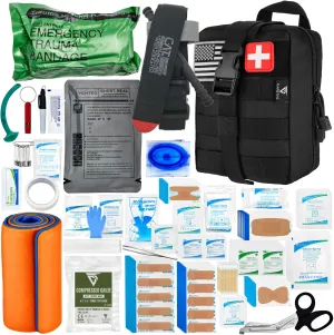 CareTac Advanced First Aid Trauma Kit for Camping & Travel – Emergency Tactical IFAK with C.A.T Tourniquet, Chest Seal, Israeli Bandage, Splint, CPR Mask – Bleed Control, Gunshot Wounds, Burns & Cuts