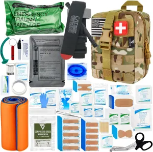 CareTac Advanced First Aid Trauma Kit for Camping & Travel – Emergency Tactical IFAK with C.A.T Tourniquet, Chest Seal, Israeli Bandage, Splint, CPR Mask – Bleed Control, Gunshot Wounds, Burns & Cuts