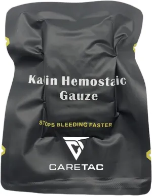 CareTac Advanced Quick Clotting Combat Gauze 3" x 12' – Compressed Hemostatic Z-Folded Wound Packing Medical Gauze with Kaolin for Faster Bleed Stop for Emergency First Aid, Survival & Tactical Gear