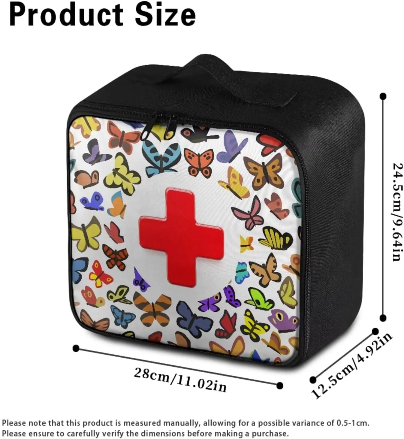 Cartoon Butterfly Print Medical kit Bag Empty-First Aid Kit-Medicine Organizer Storage, Ideal for Family-Dorm-Car-Travel-Workplace First Aid Needs,Camping-Hiking Essentials Gear (Bag Only)