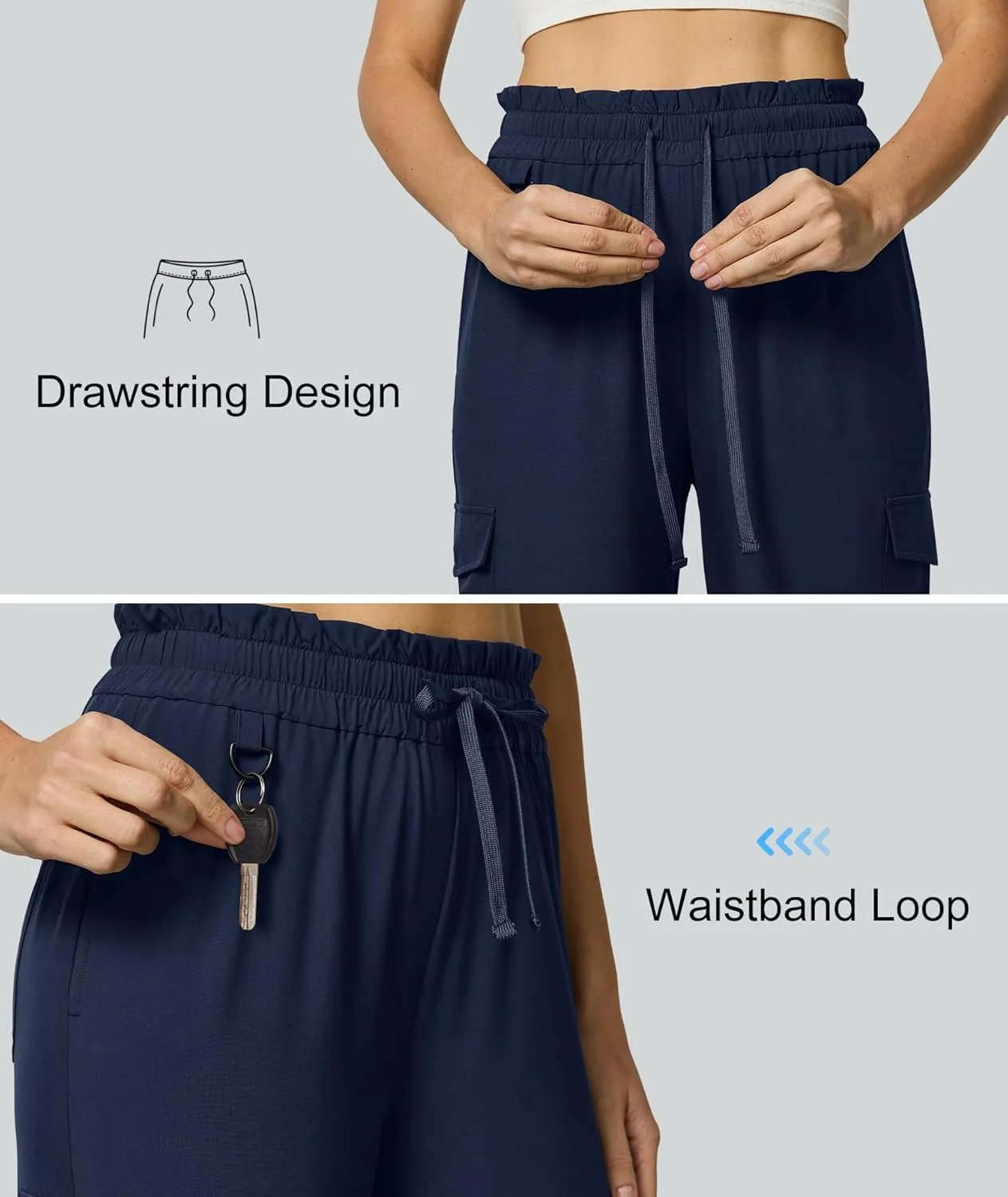 Casei Women's Cargo Capris Quick Dry Lightweight Water Resistant Roll Up Hiking Pants with 6 Pockets Travel Casual Outdoor