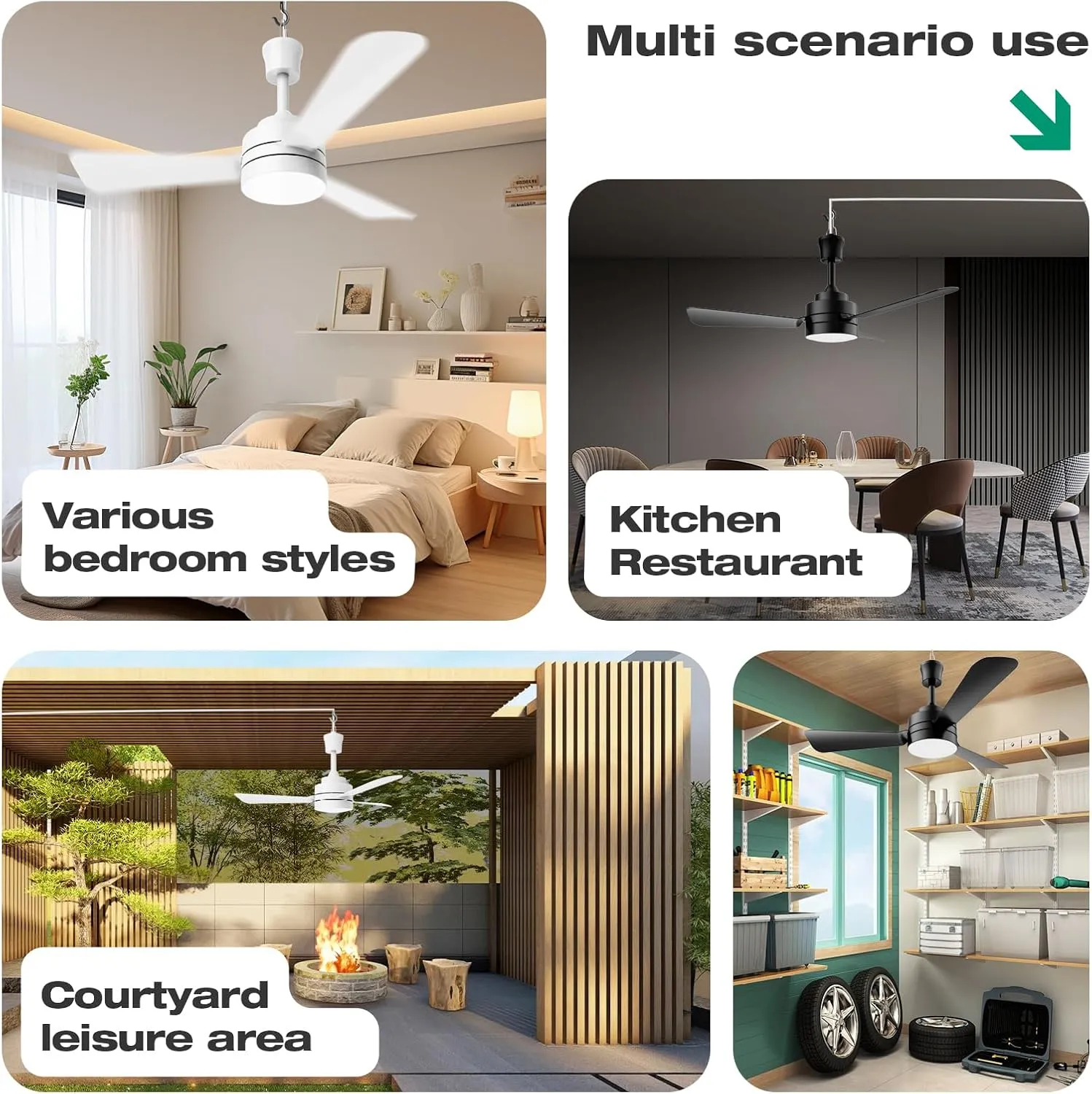Ceiling Fans with Lights,28" LED Fan Light Hanging with Hook,Hook Type Ceiling Fan,Plug in Ceiling Fan Light,35W,3000-6500k,Remote Control,Portable Fan for Camping Bed,Patios,(White)