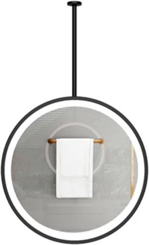 Ceiling Suspended Mirror,Vanity Shaving Makeup Mirrors,Bathroom with Touch Button,Clear and Practical(Black,50cm)