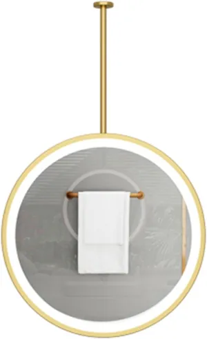 Ceiling Suspended Mirror,Vanity Shaving Makeup Mirrors,Bathroom with Touch Button,Clear and Practical(Gold1,50cm)