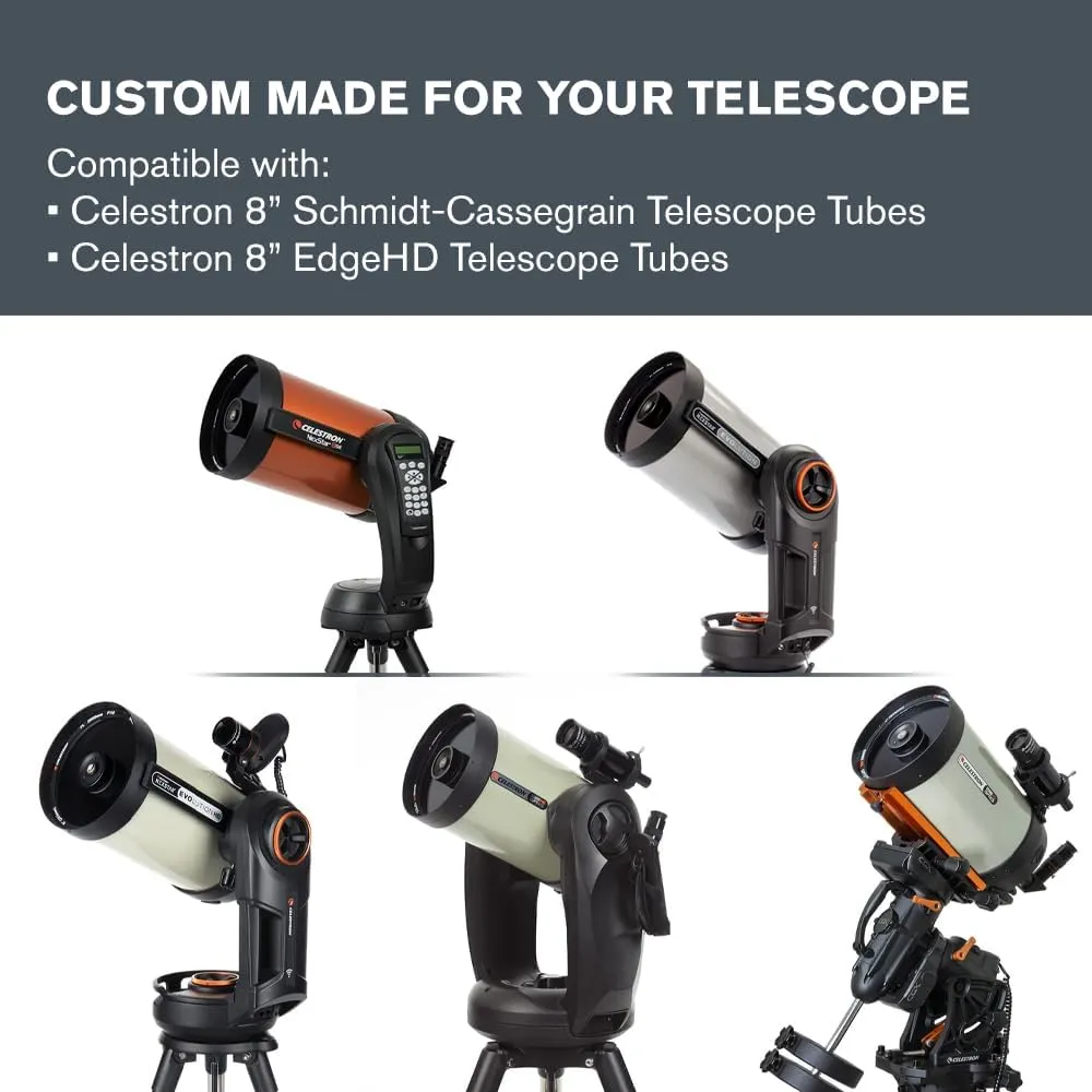 Celestron 94244 EclipSmart Solar Eclipse Telescope Filter – ISO 12312-2 Compliant, Secure Fit with Solar Safe Film, Works with 8” Schmidt-Cassegrain/EdgeHD Telescopes, Black