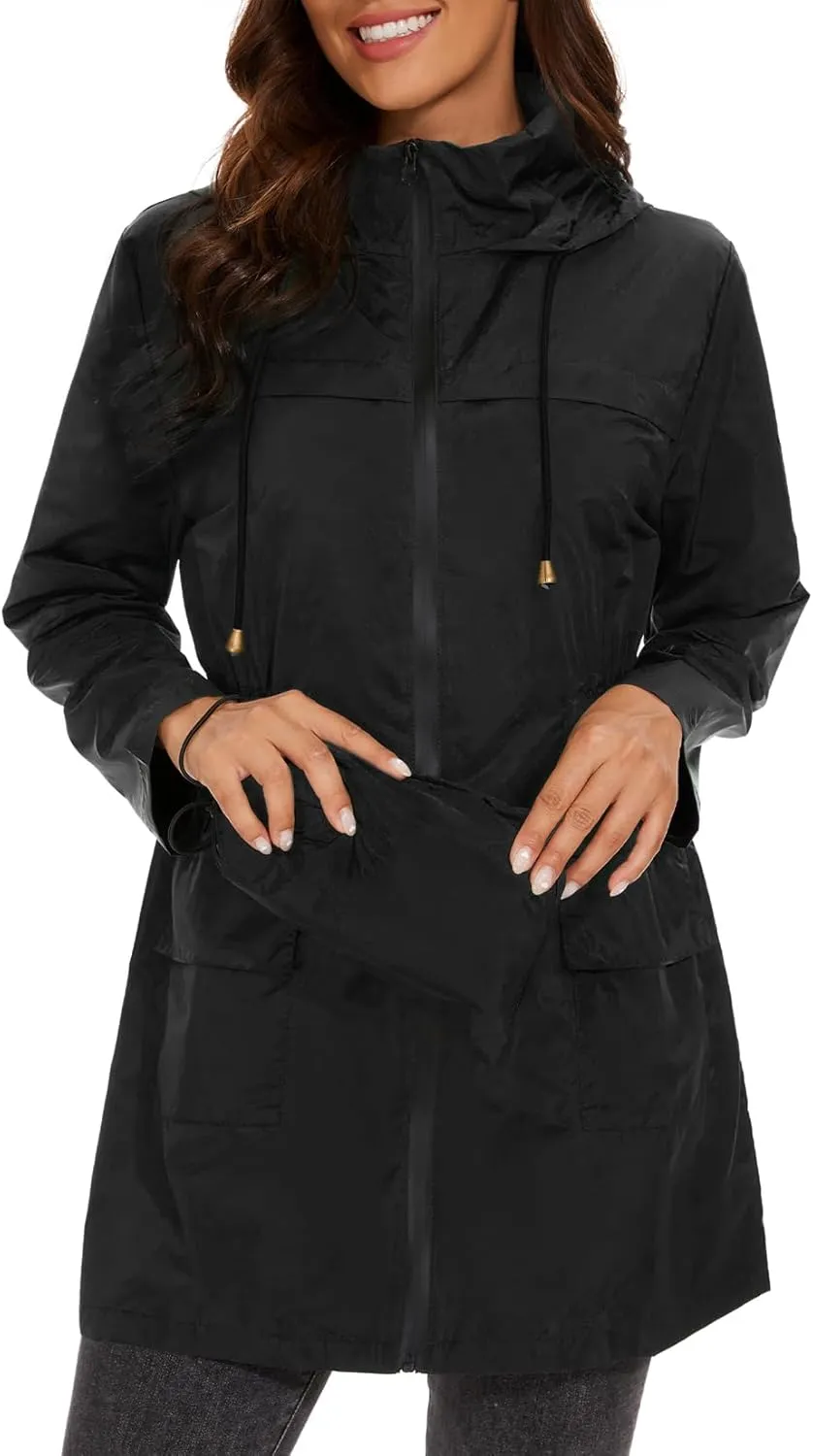 Century Star Packable Rain Jackets Waterproof Womens Rain Coats with Hood Lightweight Windbreaker Jacket
