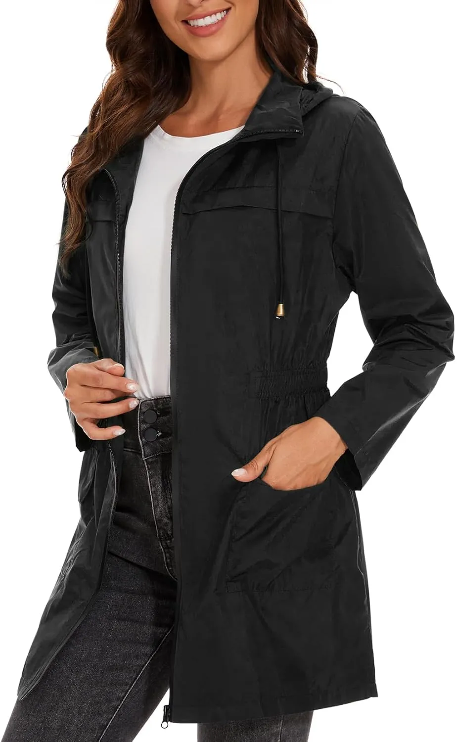 Century Star Packable Rain Jackets Waterproof Womens Rain Coats with Hood Lightweight Windbreaker Jacket