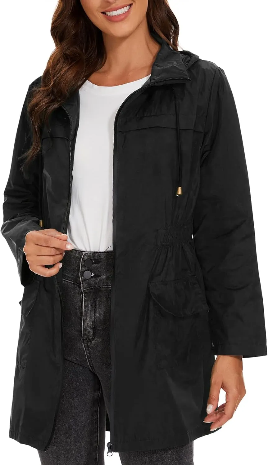 Century Star Packable Rain Jackets Waterproof Womens Rain Coats with Hood Lightweight Windbreaker Jacket