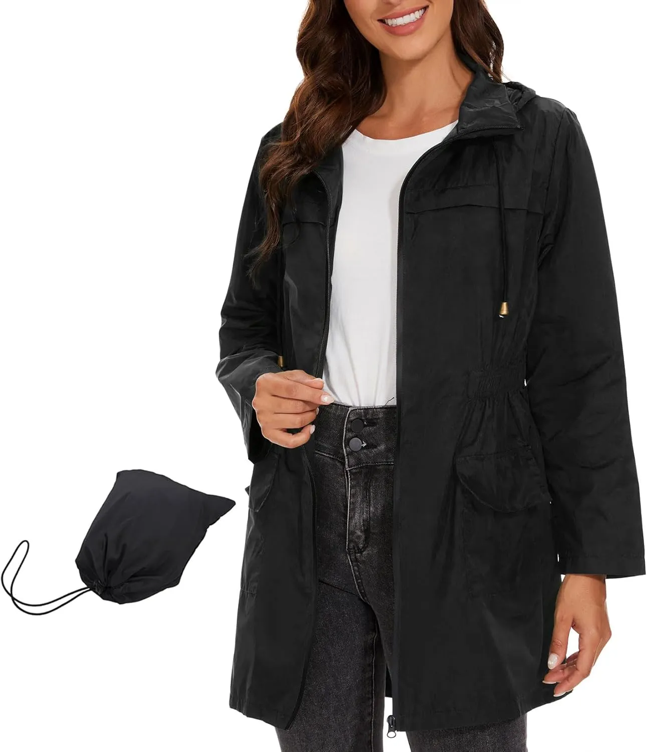 Century Star Packable Rain Jackets Waterproof Womens Rain Coats with Hood Lightweight Windbreaker Jacket
