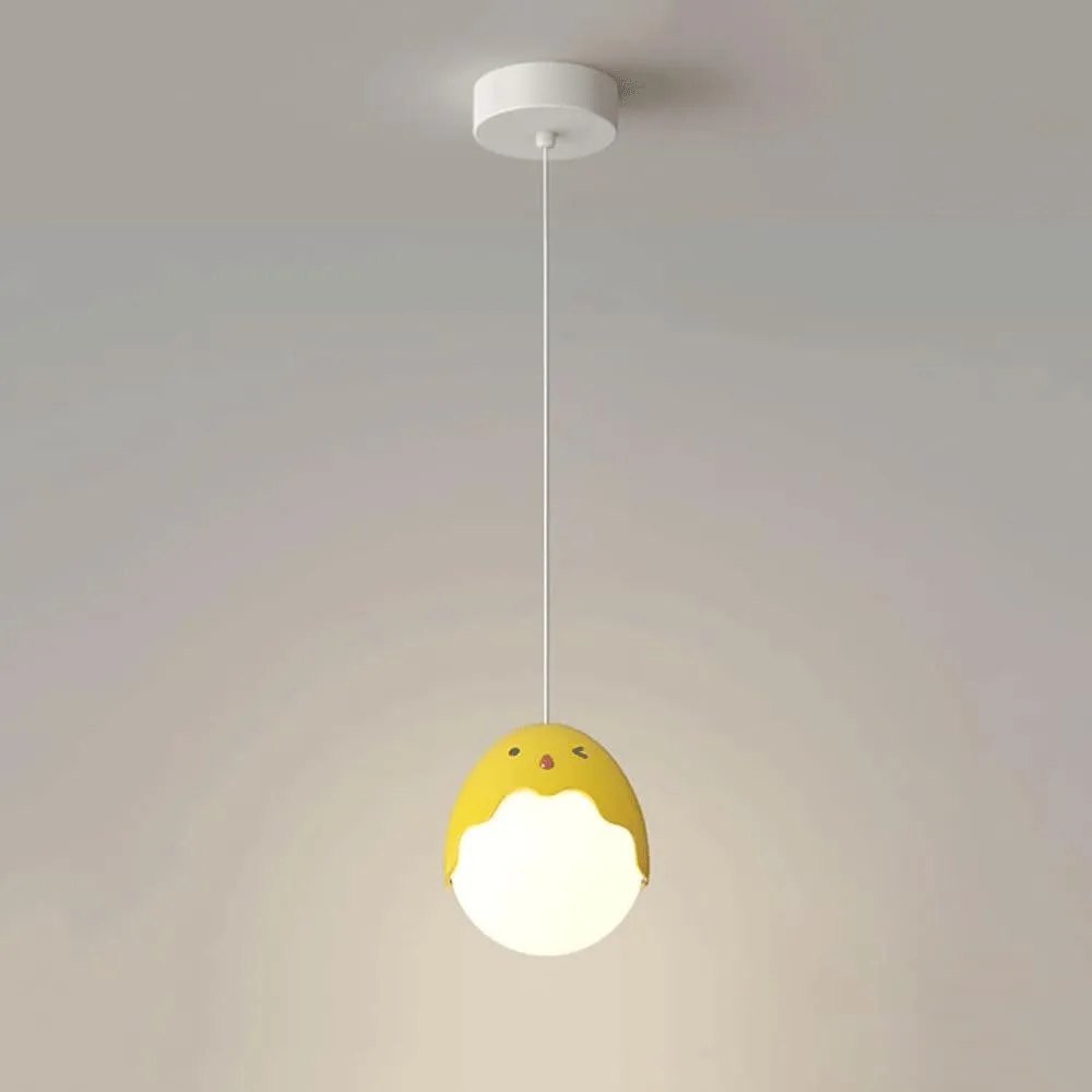 Chick Children's Room Chandelier Modern Simple Iron Resin Hanging Pendant Light LED Three Color Changing Light Amusement Park Cartoon Room Single Head Hanging Lamp