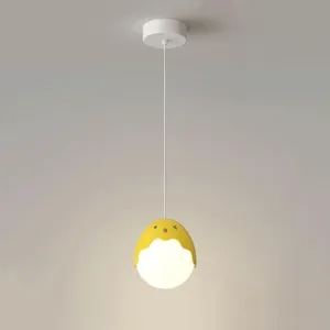 Chick Children's Room Chandelier Modern Simple Iron Resin Hanging Pendant Light LED Three Color Changing Light Amusement Park Cartoon Room Single Head Hanging Lamp