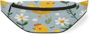 Chicks Flowers Fanny Pack for Women Men Waist Pack Crossbody Bag with Adjustable Belt for Travel Hiking Running Cycling Festivals