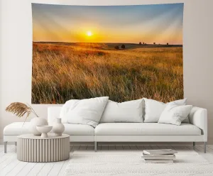 CHNYWORK 138x98 Inches Autumn Field Tapestry Wall Hanging Grassy Prairies Wild Countryside Sunset Scenery Background for Living Room Bedroom Aesthetic College Dorm Wall Decor