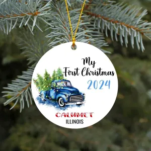 Christmas Decoration Ornament Tree Calumet City Illinois State - Calumet IL Ornaments Rustic Home Decor Unique Xmas Gift Idea Family 3 inches White
