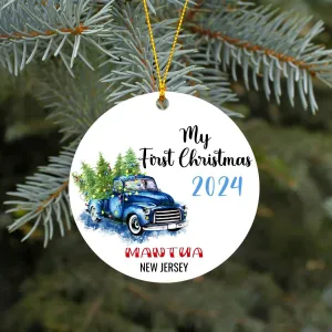 Christmas Decoration Ornament Tree Mantua City New Jersey State - Mantua NJ Ornaments Rustic Home Decor Unique Xmas Gift Idea Family 3 inches White