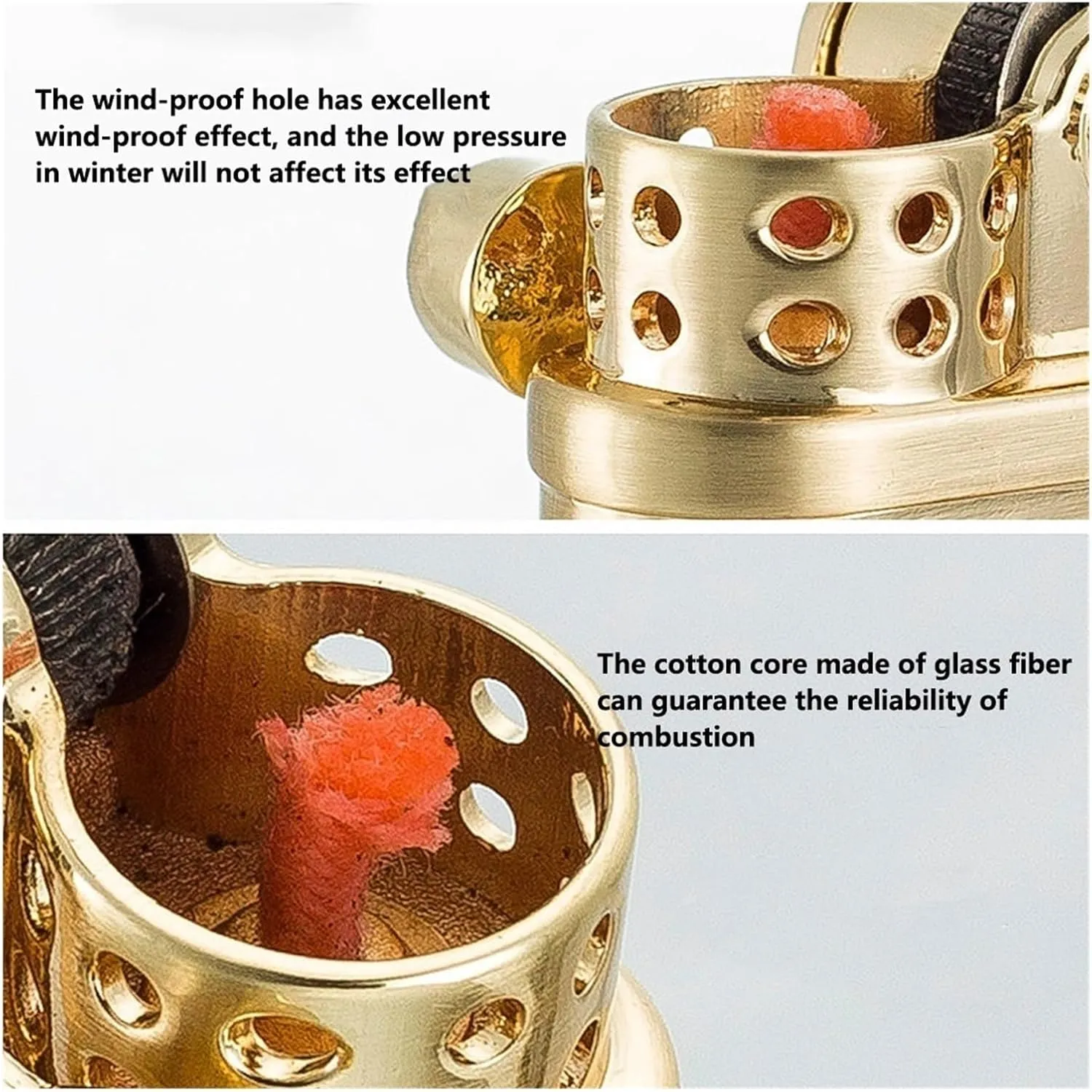 Cigar Lighter, Windproof and Waterproof Kerosene Lighter ，with Clear Canister Vintage Wheel Flint Metal Lighter Collectible Gift Barbecue Men's Gadgets(C)