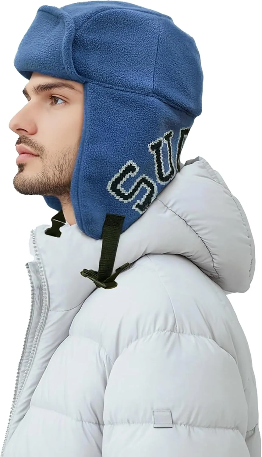 Clakllie Trooper Trapper Hat Ushanka Russian Cap with Visor Earflap Winter Cap for Men Warm Aviator Eskimo Hat