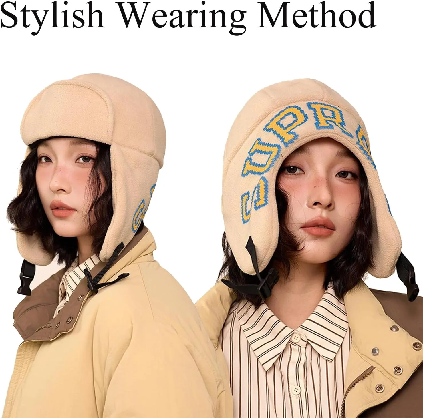 Clakllie Trooper Trapper Hat Ushanka Russian Cap with Visor Earflap Winter Cap for Men Warm Aviator Eskimo Hat