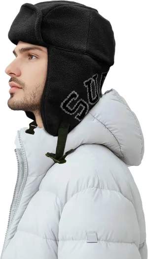 Clakllie Trooper Trapper Hat Ushanka Russian Cap with Visor Earflap Winter Cap for Men Warm Aviator Eskimo Hat