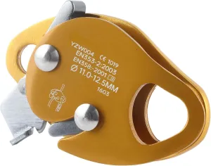 Climbing Descender, Self Braking Stop Descender for 11mm 12.5mm Rope Clamp Grab Rescue Rappel Ring Climbing Gear for Mountaineering