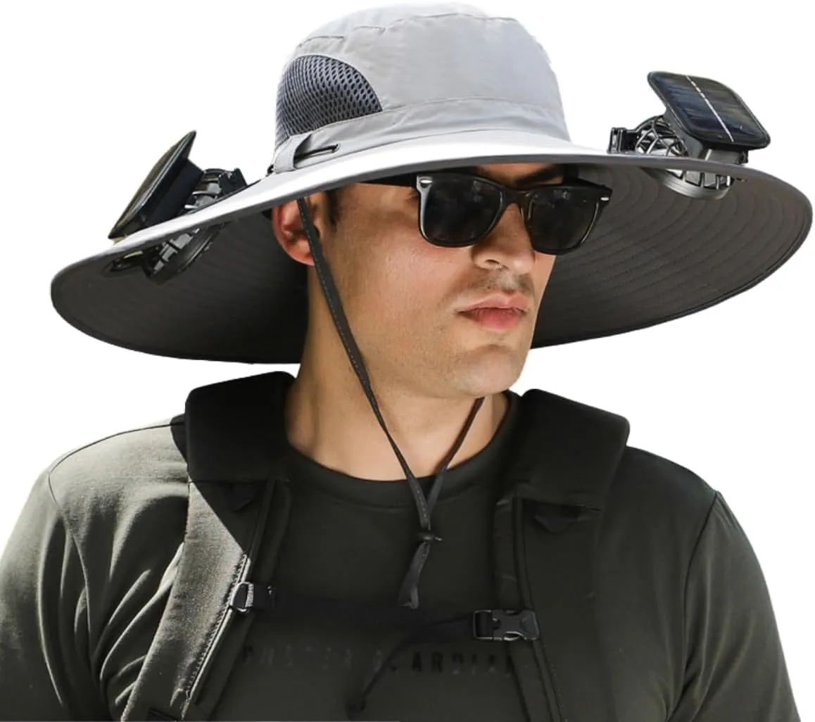 Colitt Fishing Hat, Colitt - Fishing Hat with Built in Fan, Outdoor Wide Sun Hat with Solar Fan, Fan Hat-Solar & USB Charging