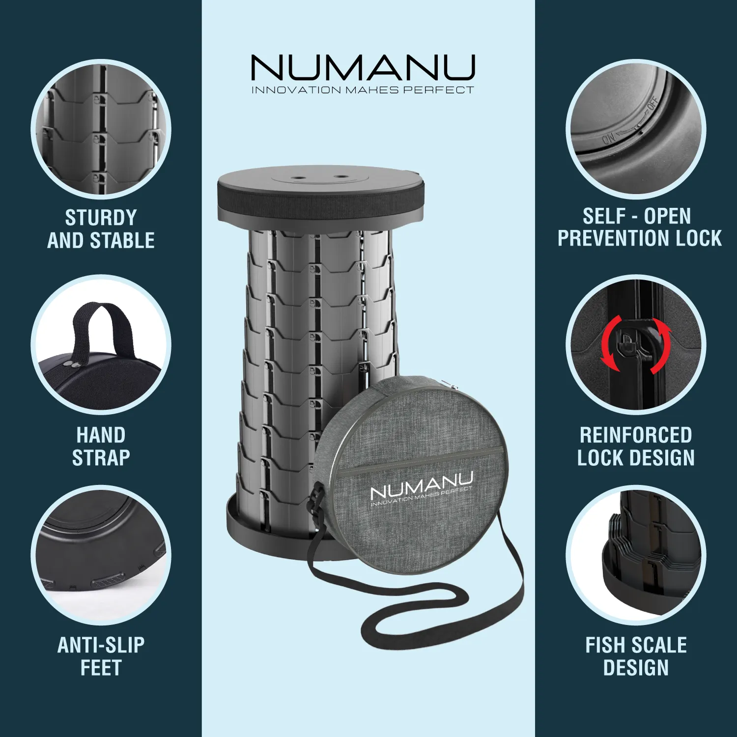 Collapsible Stool & 3-IN-1 Carry Bag / Pad   Drink Holder
