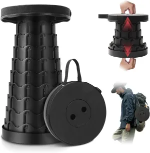 Collapsible Stool, Camping Stools for Adults with Load Capacity 400lbs，Upgraded Folding Seats with Carrying Straps for Outdoor Fishing Hiking Gardening Travel BBQ (Black)