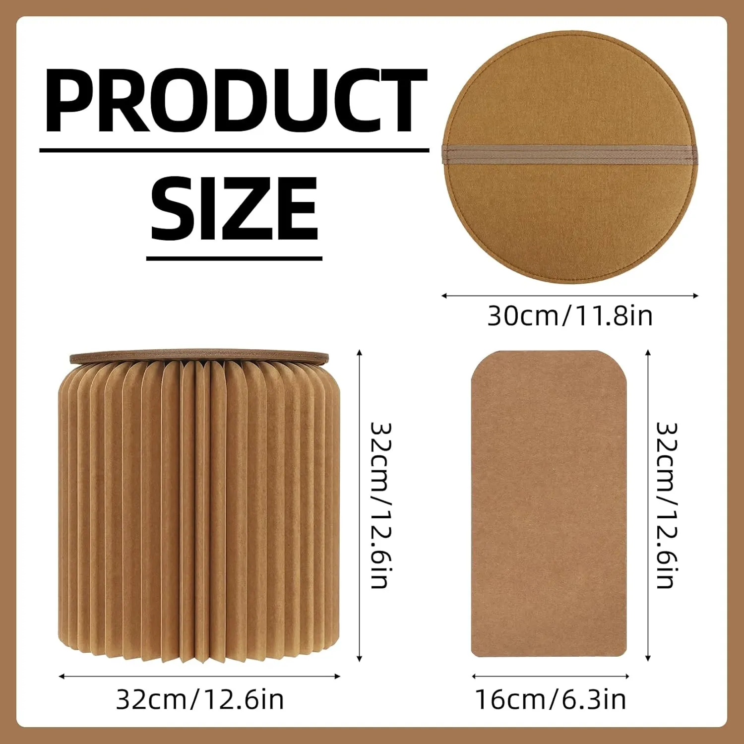 Collapsible Stool, Folding Stool Portable for Adults, Honeycomb Paper Pop Up Foldable Stool Chair for Indoor Outdoor Travel & Home Brown