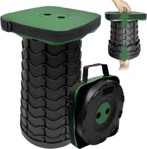 Collapsible Stools Folding Chair, Upgrade Square Telescoping Stool, Portable Retractable Stool Foldable Stools for Camping Gardening Fishing Hiking BBQ (Green)