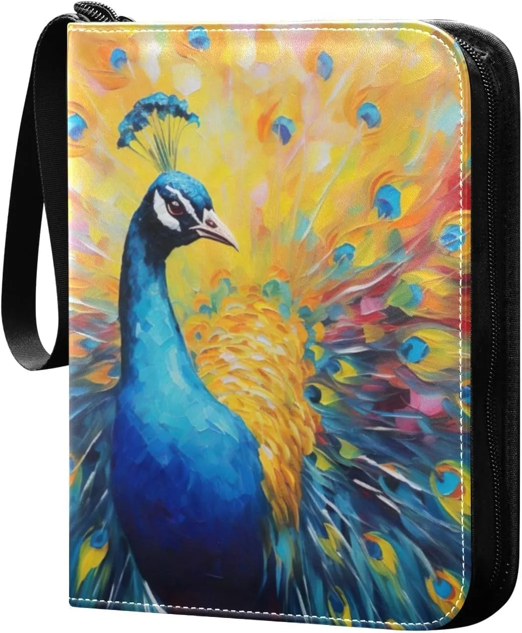 Colorful Peacock Pattern Card Binder, 400 Pockets Card Holder with 50 Sleeves, Sturdy Card Holder Folders for Game Cards & Sports Cards