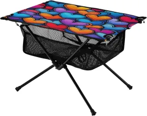 Colourful Graffiti Heart Portable Camping Table,Outdoor Folding Table,Beach Table,Suitable for Camping,Hiking,Picnic