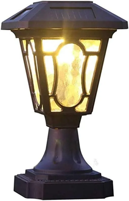 Column Headlight,Street Light,Solar Pillar Light Retro Garden Column Headlight Aluminum Light