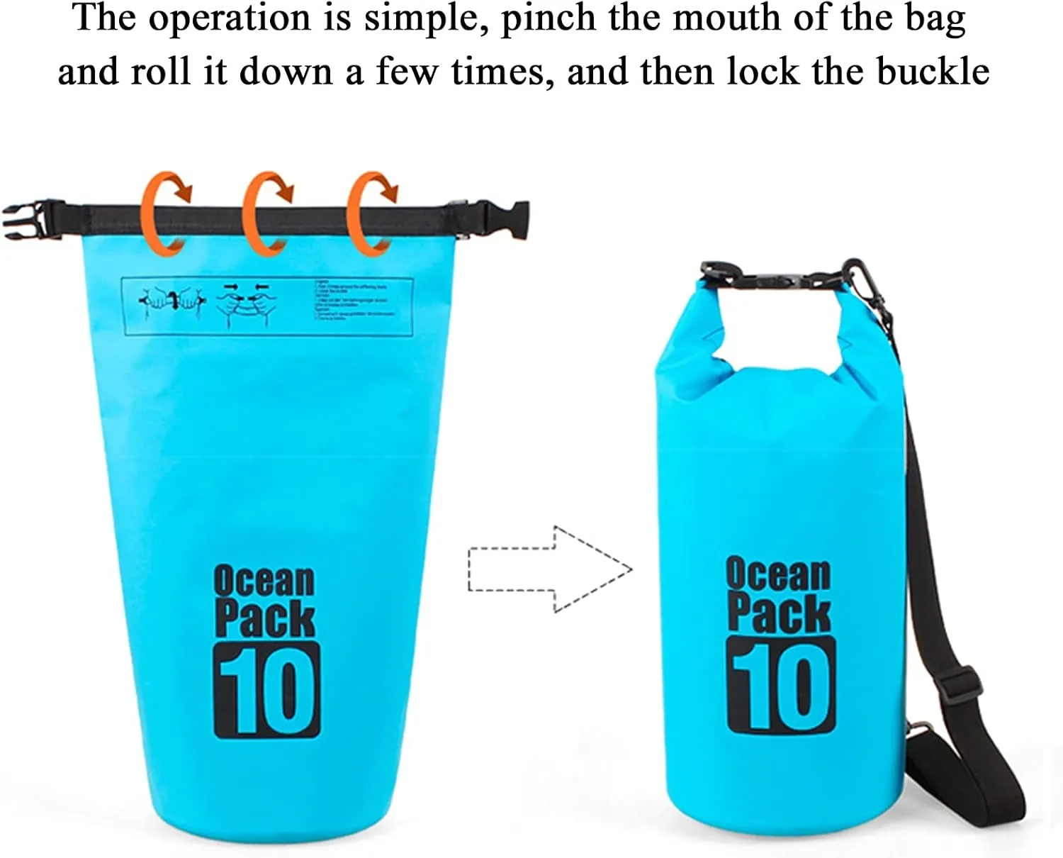 Compact Floating Backpack, Waterproof Roll Top Sack, Keep Gear Dry Clean, for Travel, Swimming, Boating, Kayaking, Camping, 10L (Color : Style 2)