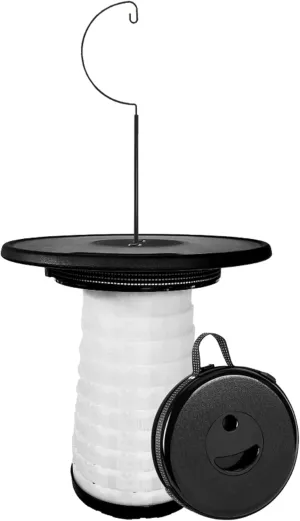 Compact Folding Camp Stool, Small Collapsible Table and Stool for Camping, Portable Lightweight Telescopic Table with Folding Stool for Picnic, Cooking, Dining, Beach (Black)