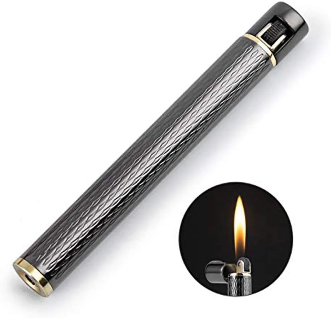 Compact Inflatable Lighter Mini Creative Personalized Match Butane Rechargeable Lighter Ignitor with Spare Flint Gift Men Women Women (Butane Not Included) (Gold) (Color : A)