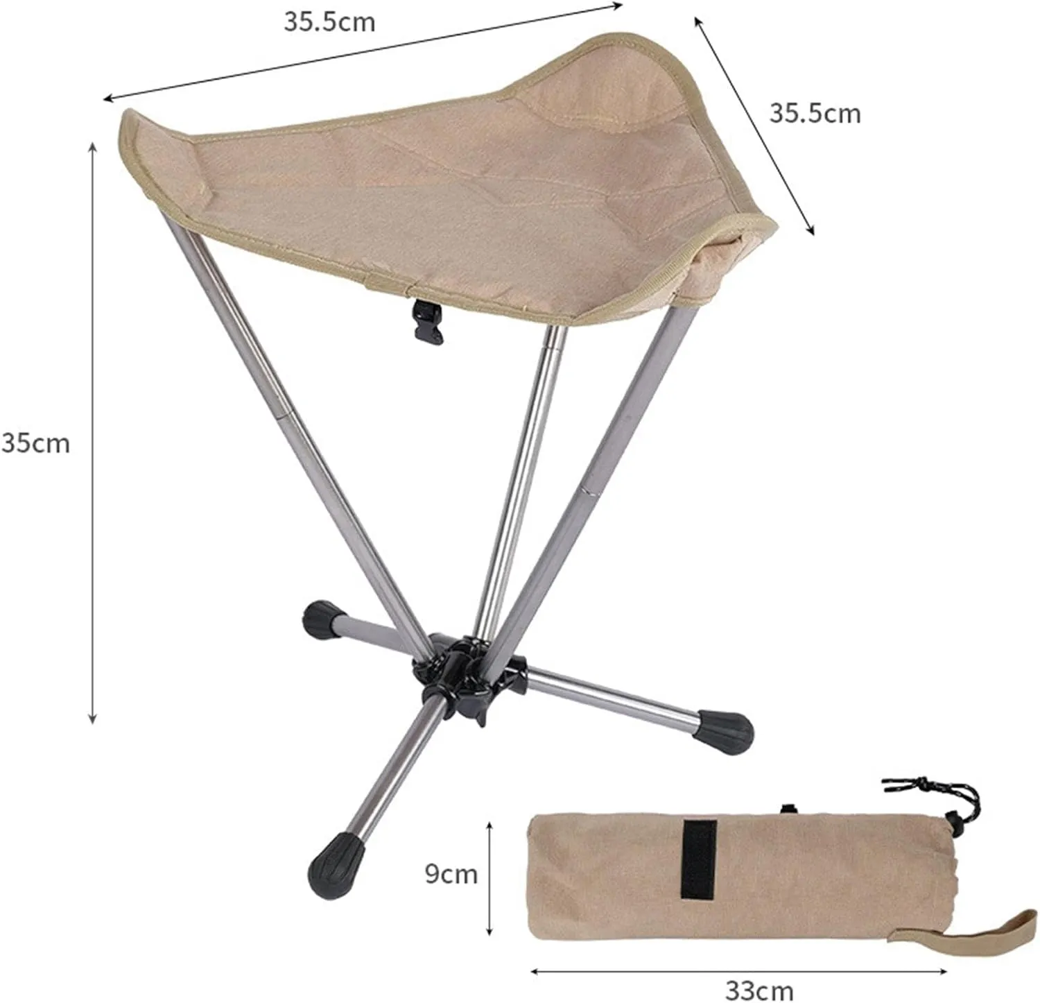 Compact Portable Stool for Camping and Fishing, Khaki