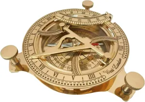 Compass Nautical 3" Brass Sundial Compass Antique Vintage Sundial Compass Adventure Hiking Survival Tool Antique Collectible Compass Gift by THEMEDIEVALMARTCITY
