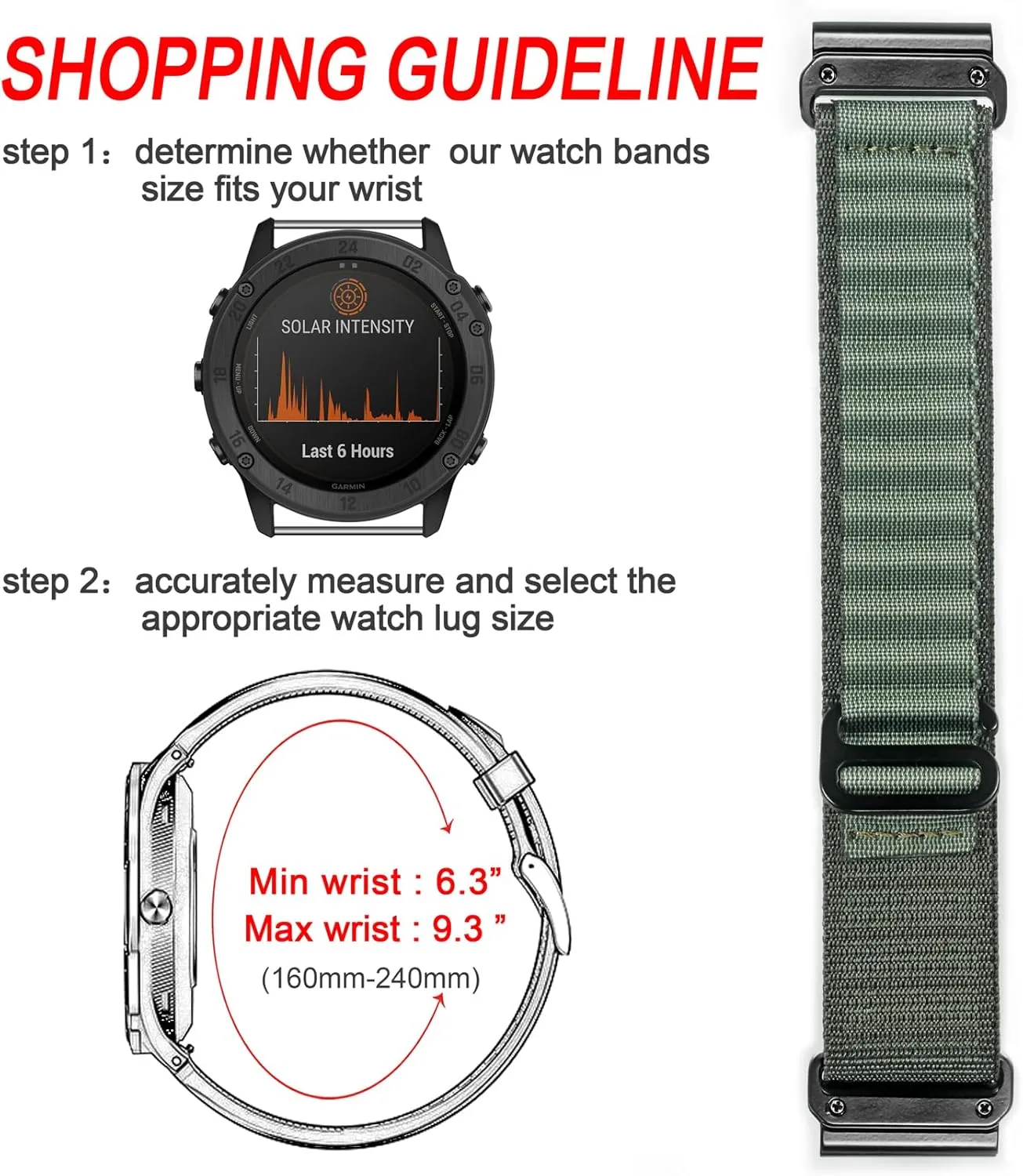 Compatible With Garmin, Rugged Woven Nylon Sport Band with G-hook Watch Band For fēnix/Forerunner/Vivoactive/Approach/MARQ/quatix/D2 Series Tough Replacement Band For Men