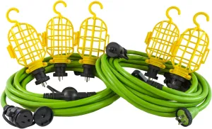 Conntek 2 x 25FT Inline Outlets Multifunction Extension Cords with 5 Detachable Light Cages