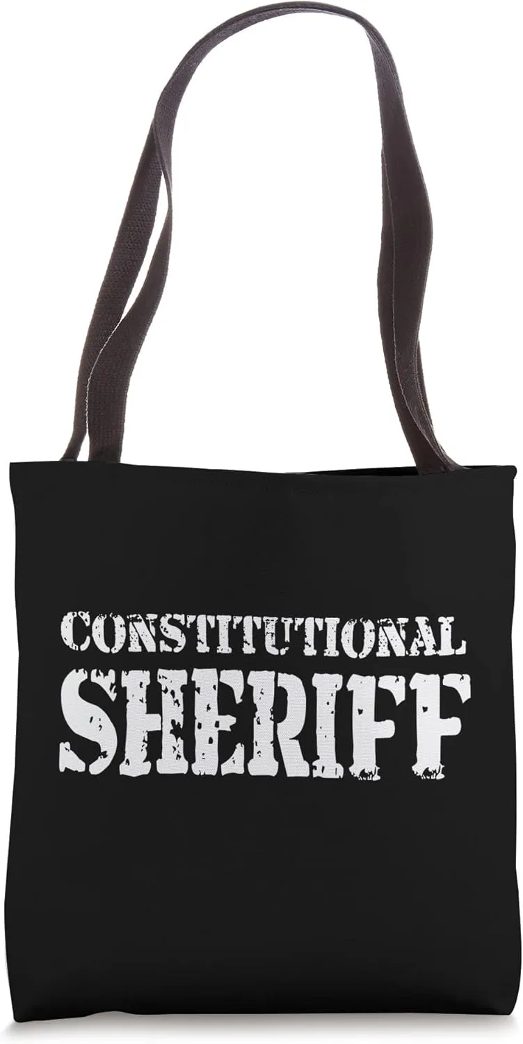 Constitutional Sheriff Uniform Top Front Black Stencil Text Tote Bag